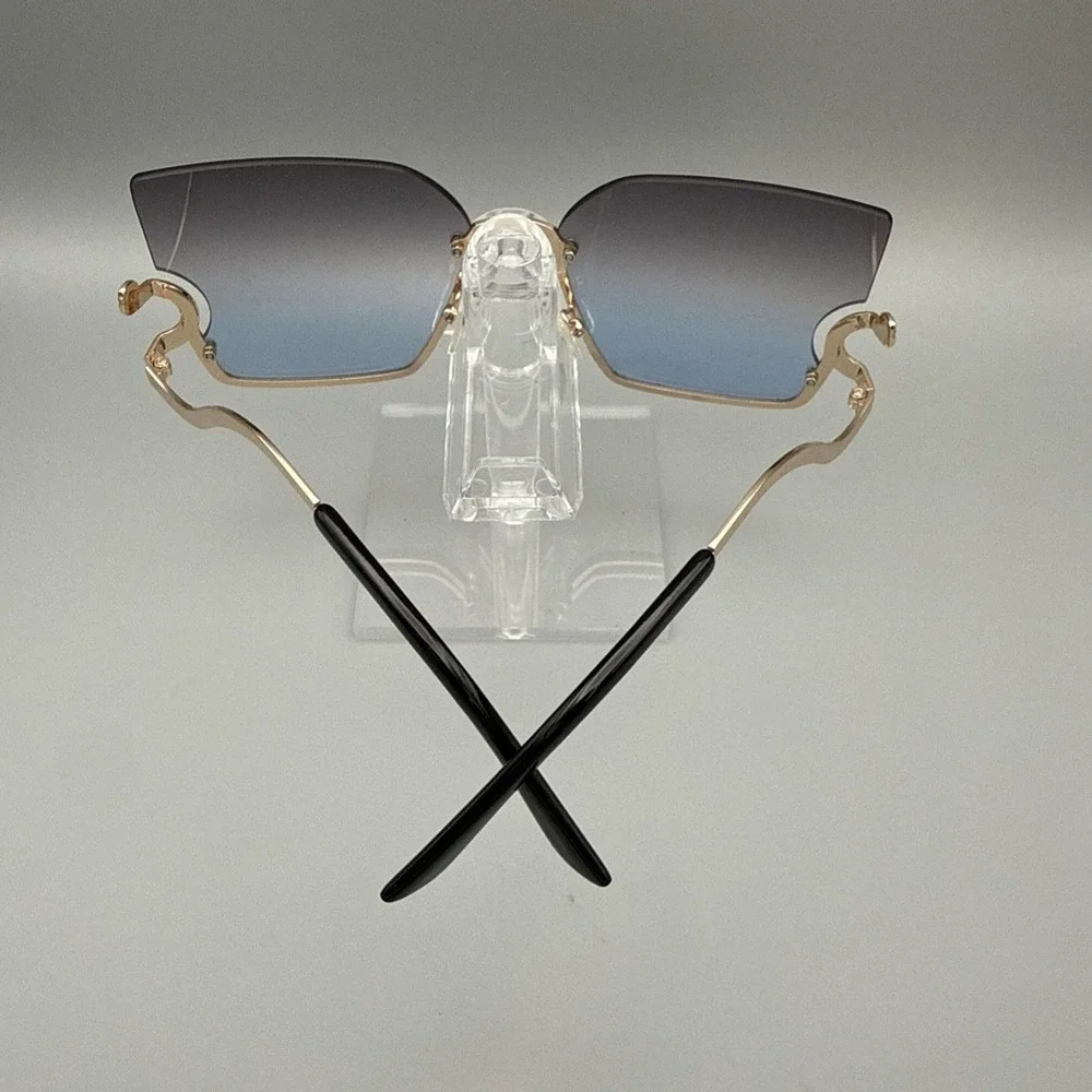 Super OVERSIZED XXL Very Large Square Gold Baroque Designer Sunglasses-Jackie-O